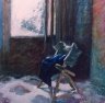 Blu jacket in a chair - oil on canvas - cm. 110x110 - 1993